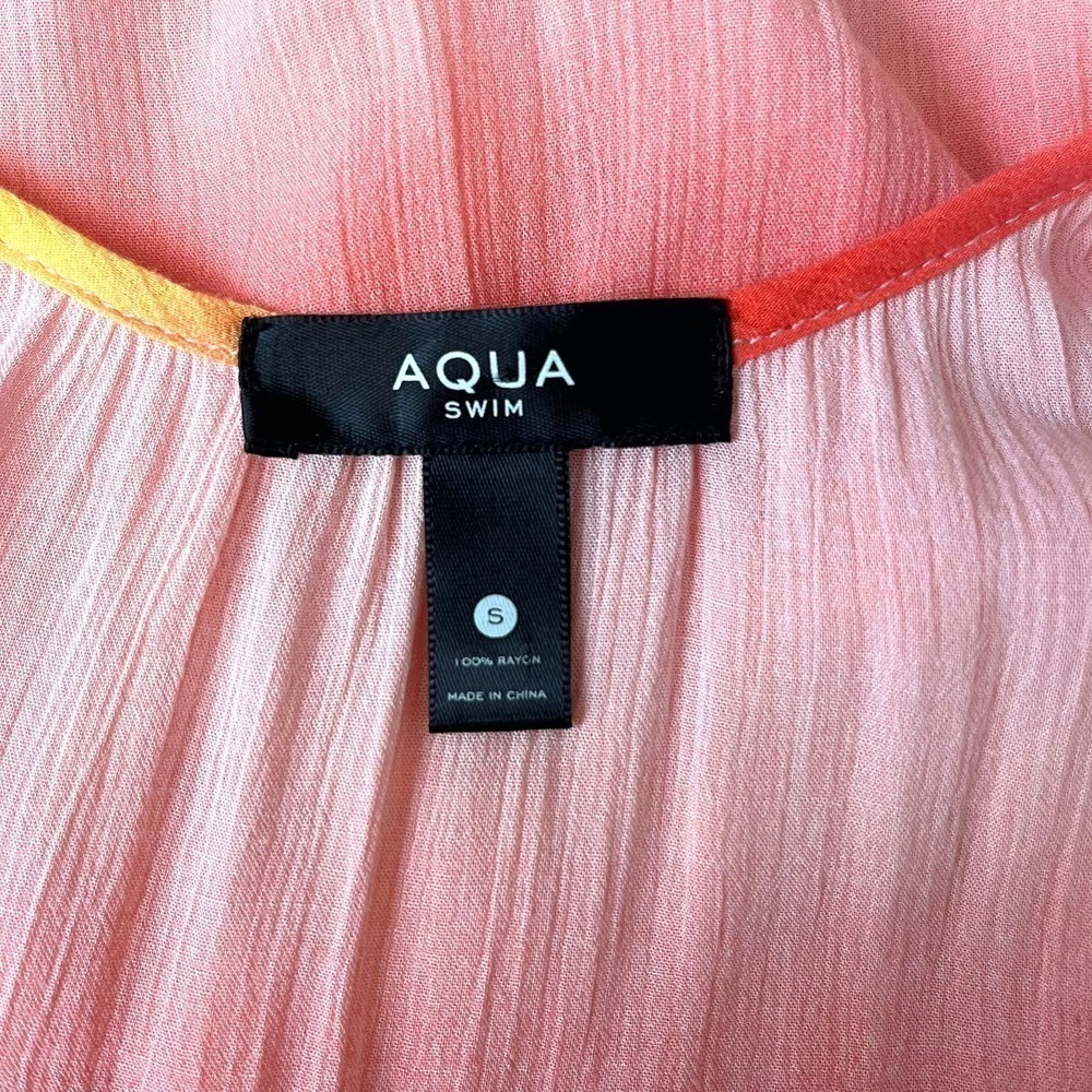 Aqua Swim Dress Womens Small Orange Yellow Tie Dye Maxi Cover Up Resortwear - Picture 9 of 9
